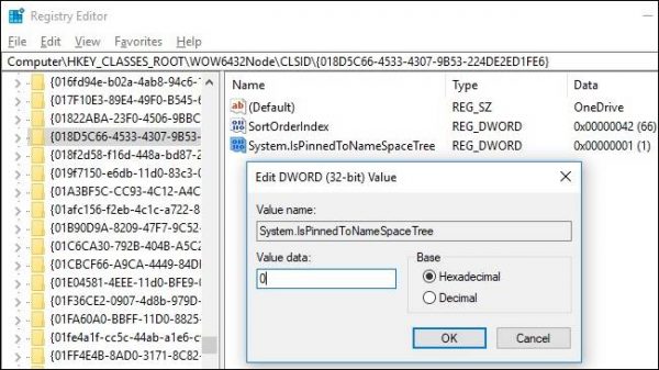 Tắt OneDriver win 10 64-bit hoàn toàn bằng cách sử dụng Registry Editor bước 2